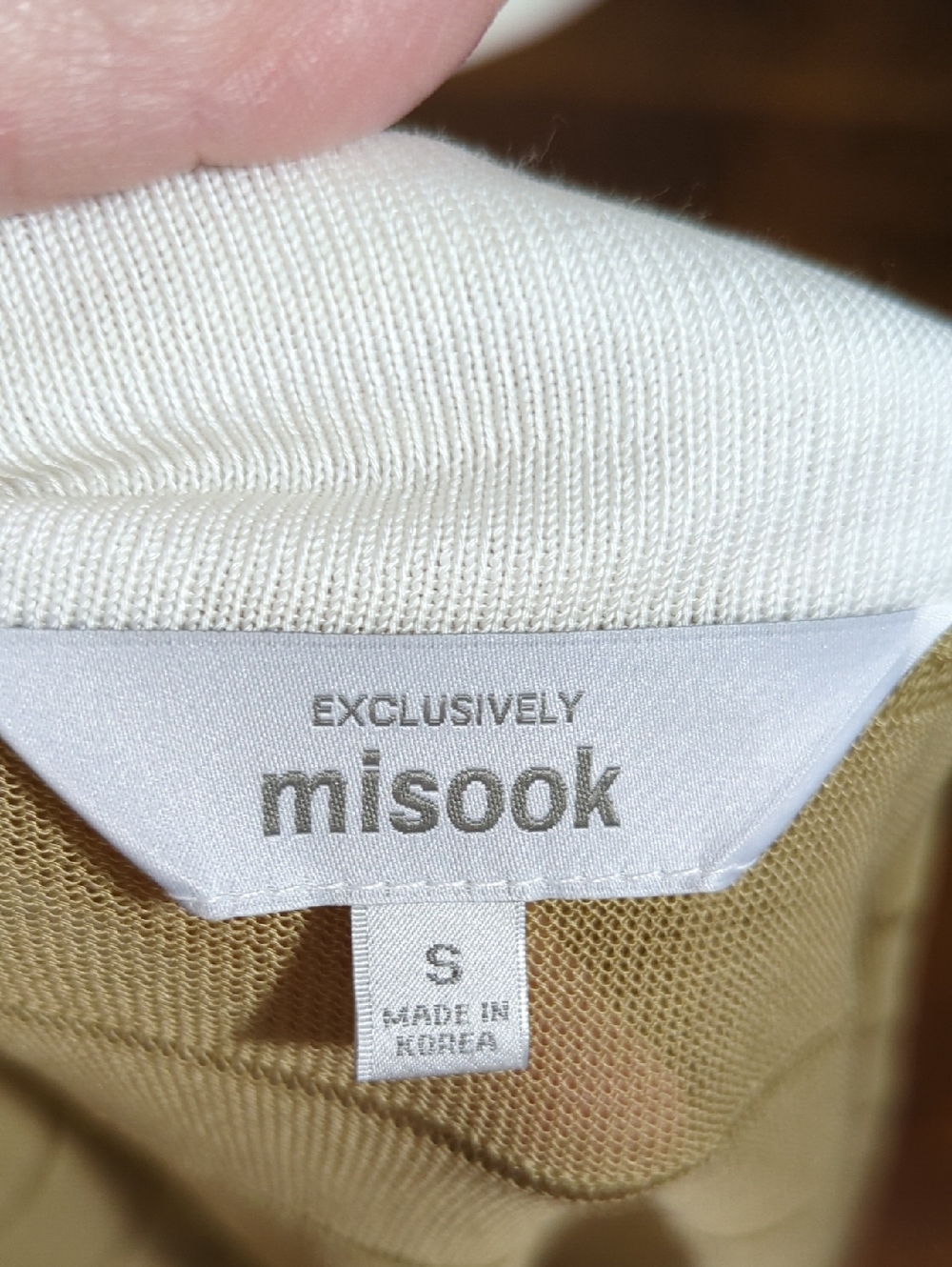Misook Beige Long Cascade Knit Cardigan  White Trim Open-Front Old Money Sz S - Picture 6 of 8